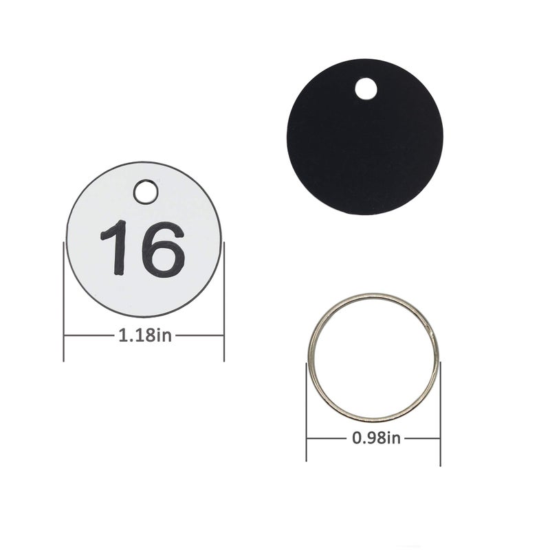 StayMax Plastic ID Number Tags Key Tags with Key Rings (1-200, White) - Image 2